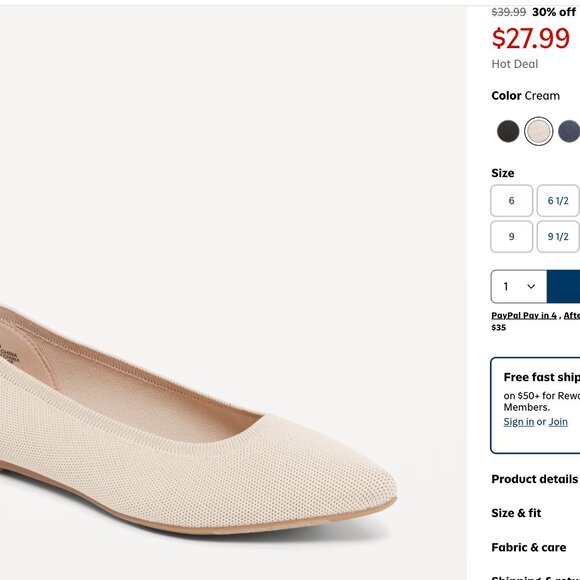 Old Navy Soft-Knit Pointed-Toe Ballet Flats size 8 - Picture 9 of 10